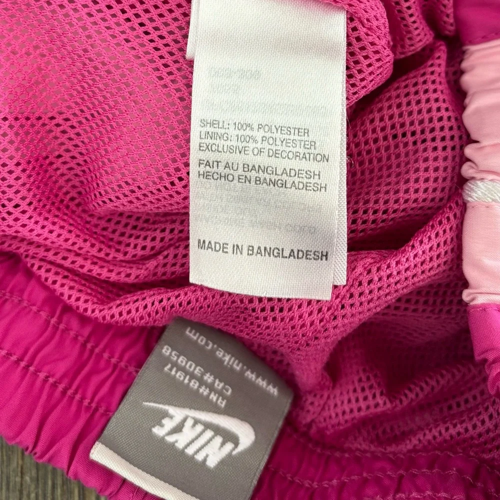 Y2K 2009 Nike Track Pants Girls 6 Pink Side Stripe Windbreaker Embroidered Logo - Picture 10 of 15